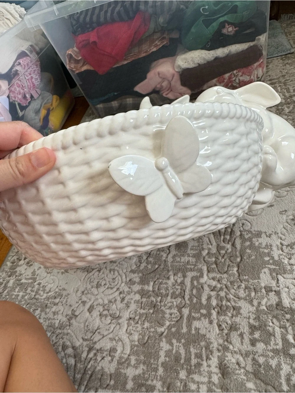 Williams Sonoma Easter White Ceramic Bunny Bowl Trio